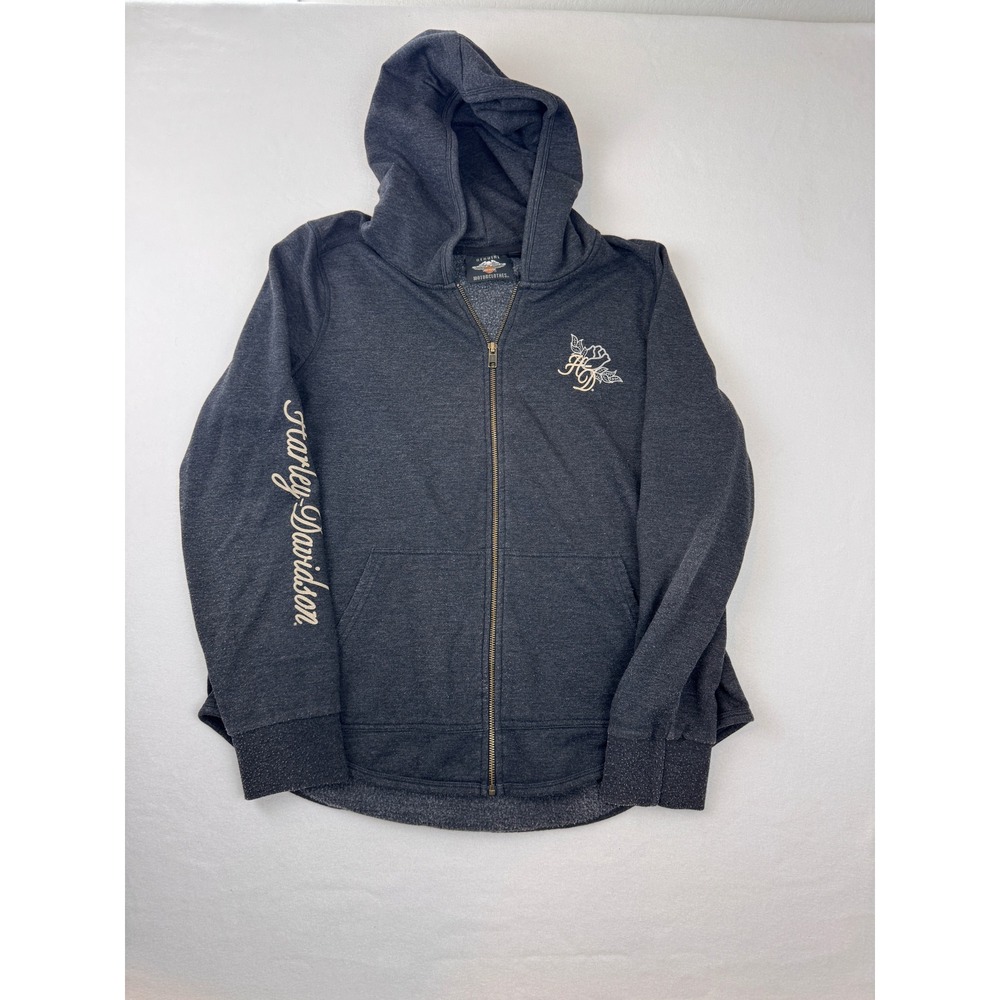 Harley-Davidson Women's XL Full Zip Hoodie Gray MotorClothes Sweatshirt
